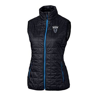 Women's Cutter & Buck Navy Howard Bison Eco Full-Zip Puffer Vest