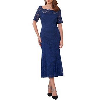 Women's Off Shoulder Cocktail Dress Short Sleeve Formal Wedding Mermaid Lace Dresses