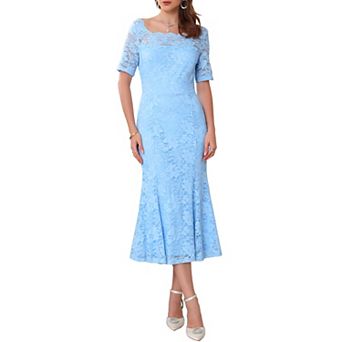 Women's Off Shoulder Cocktail Dress Short Sleeve Formal Wedding Mermaid Lace Dresses