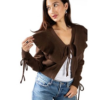 Jess by Meiko Women's Lightweight Flouncy Tie Cardigan