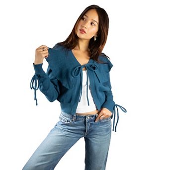 Jess by Meiko Women's Lightweight Flouncy Tie Cardigan