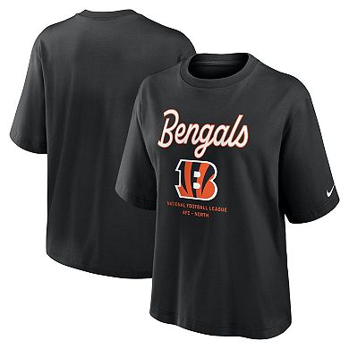 Women's Nike Black Cincinnati Bengals Essential Script Relaxed Boxy T-Shirt