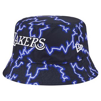 Men's New Era Black/Light Blue Los Angeles Lakers Summer Sun and Storm Reversible Bucket Hat