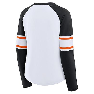 Women's Fanatics White/Black Cincinnati Bengals Redzone Blitz Package Raglan Lace-Up V-Neck Long Sleeve T-Shirt