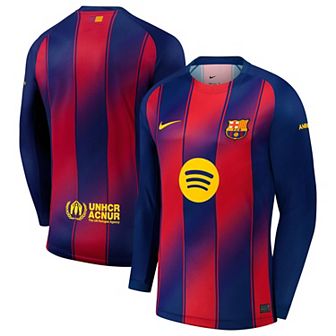 Men's Nike Navy Barcelona 2025/26 Home Replica Long Sleeve Jersey