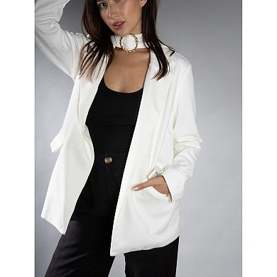 Jess by Meiko Women's Faux Suede Notched Lapel Wrap Belt Blazer