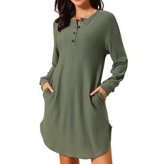 Women's Long Sleeve Dresses Button Down Unique Wavy Texture Tunic Casual Dress Daily Outfits