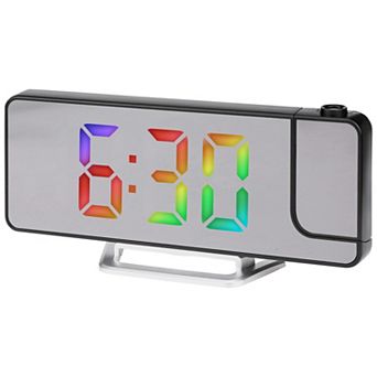 Projection Alarm Clocks with Big Numbers Temperature Display, Dimmable, 12/24H, 7.5x2.8x1 inch