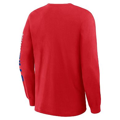 Men's Fanatics Red Buffalo Bills Clock Management Legacy Long Sleeve T-Shirt