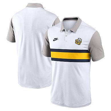 Men's Nike White/Gray Michigan Wolverines Athletic Prep Legacy Logo Vapor Performance Polo