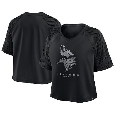 Women's Fanatics Minnesota Vikings Oversized Raglan V-Neck Blackout Fashion Jersey