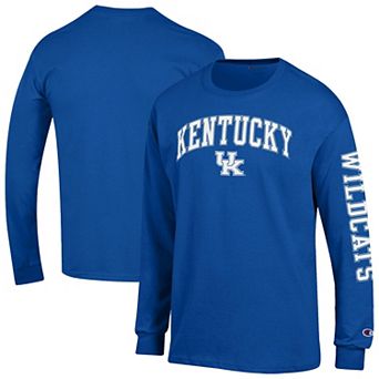 Men's Champion Royal Kentucky Wildcats Arch Over Logo 2-Hit Long Sleeve T-Shirt