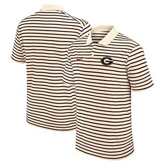 Men's Nike Cream Georgia Bulldogs Solid Foundation Striped Performance Polo