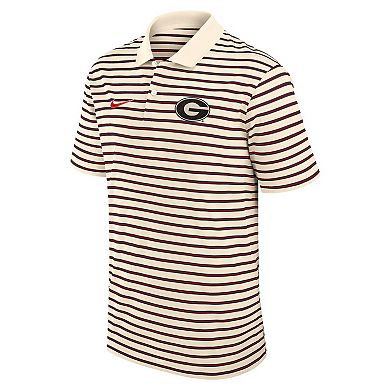 Men's Nike Cream Georgia Bulldogs Solid Foundation Striped Performance Polo