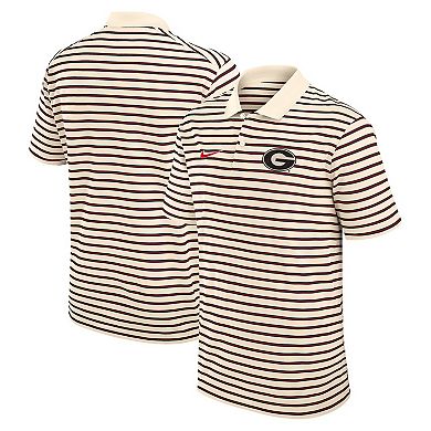 Men's Nike Cream Georgia Bulldogs Solid Foundation Striped Performance Polo