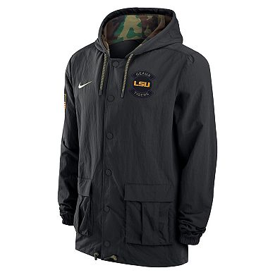 Men's Nike Black LSU Tigers Full-Snap Hoodie Military Jacket