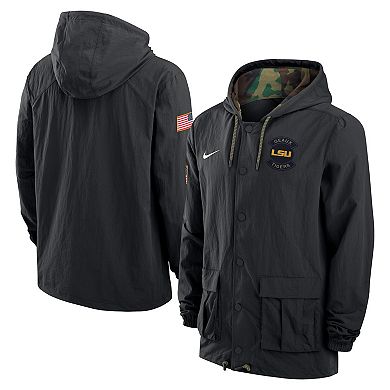 Men's Nike Black LSU Tigers Full-Snap Hoodie Military Jacket
