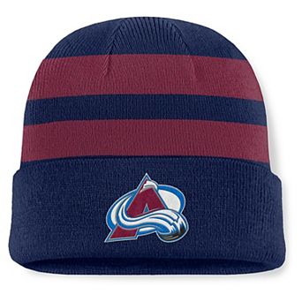 Men's Fanatics Navy/Burgundy Colorado Avalanche Fundamental Swipe Stripe Cuffed Knit Hat