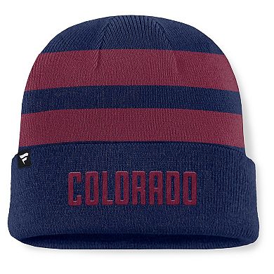 Men's Fanatics Navy/Burgundy Colorado Avalanche Fundamental Swipe Stripe Cuffed Knit Hat