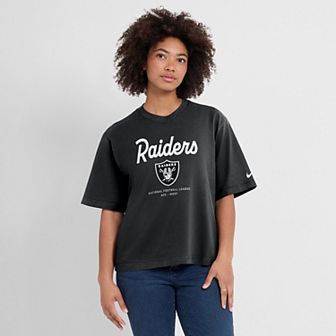 Women's Nike Black Las Vegas Raiders Essential Script Boxy T-Shirt
