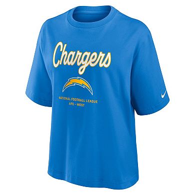 Women's Nike Powder Blue Los Angeles Chargers Essential Script Boxy T-Shirt