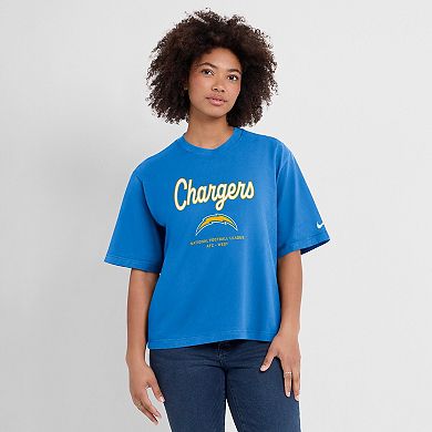 Women's Nike Powder Blue Los Angeles Chargers Essential Script Boxy T-Shirt
