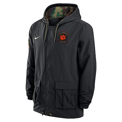 Men's Nike Black Clemson Tigers Full-Snap Hoodie Military Jacket