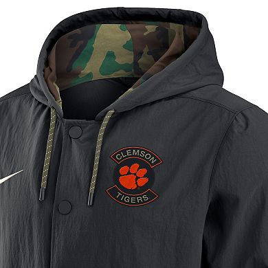 Men's Nike Black Clemson Tigers Full-Snap Hoodie Military Jacket