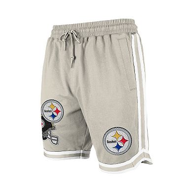 Men's New Era Light Beige Pittsburgh Steelers Stone Multi Patch Shorts