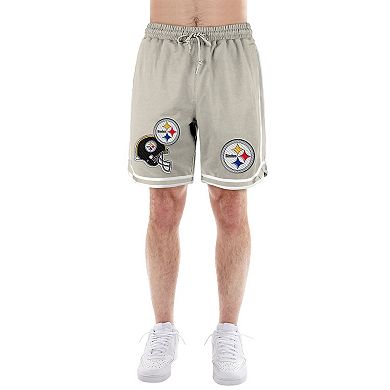 Men's New Era Light Beige Pittsburgh Steelers Stone Multi Patch Shorts