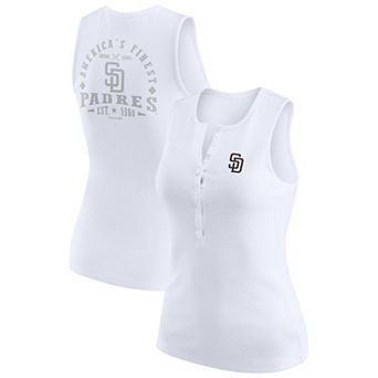 Women's WEAR by Erin Andrews White San Diego Padres Rib-Knit Henley Tank Top