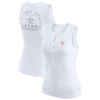 Women's WEAR by Erin Andrews White Houston Astros Rib-Knit Henley Tank Top