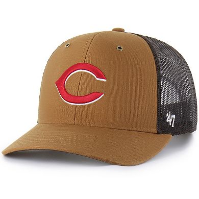 Men's Carhartt x '47 Brown Cincinnati Reds Trucker Adjustable Hat