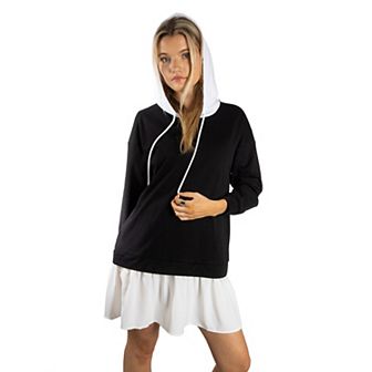 Jess by Meiko Women's Double Layer Hooded Pullover Casual Dress
