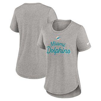 Women's Nike Gray Miami Dolphins Script Tri-Blend T-Shirt