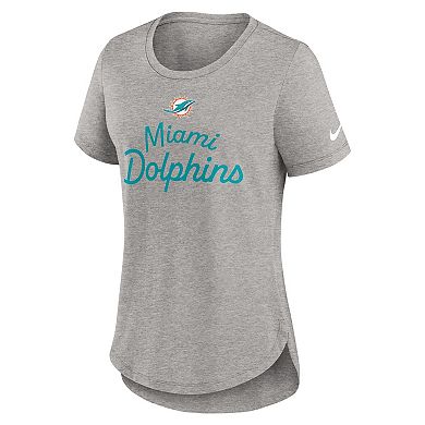 Women's Nike Gray Miami Dolphins Script Tri-Blend T-Shirt