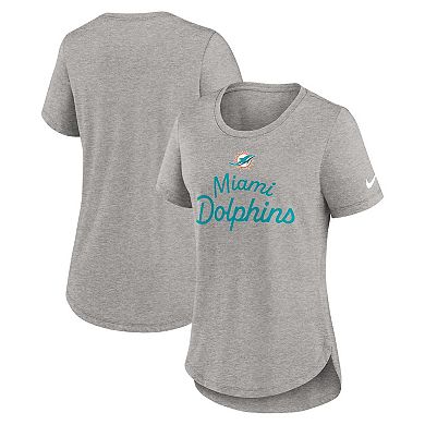 Women's Nike Gray Miami Dolphins Script Tri-Blend T-Shirt