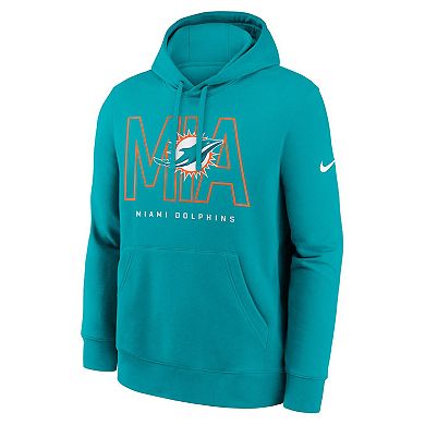 Men's Nike Aqua Miami Dolphins Busted Play Club Fleece Pullover Hoodie
