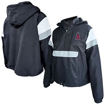 Women's Profile Black Los Angeles Angels Plus Size Anorak Hoodie Quarter-Zip Pullover