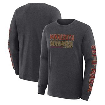 Men's Fanatics Charcoal Minnesota Golden Gophers Quad Fuel The Fire Long Sleeve T-Shirt