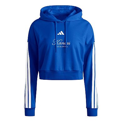 Women's adidas Royal Kansas Jayhawks Campus Queen Cropped Pullover Hoodie