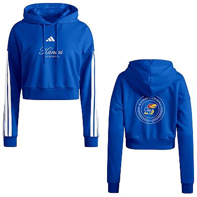 Women's adidas Royal Kansas Jayhawks Campus Queen Cropped Pullover Hoodie