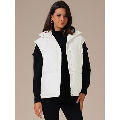 Women's Puffer Vest Stand Collar Sleeveless Winter Lightweight Vests Warm Padded Jacket Coat