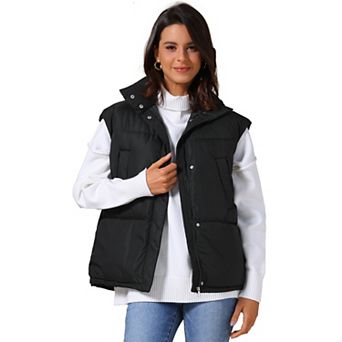 Women's Puffer Vest Stand Collar Sleeveless Winter Lightweight Vests Warm Padded Jacket Coat