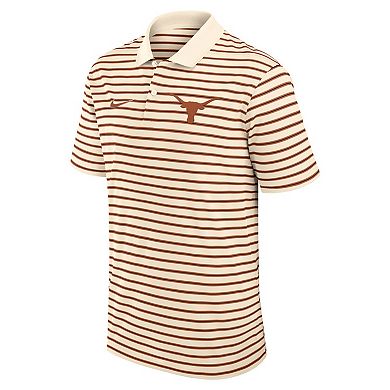 Men's Nike Cream Texas Longhorns Solid Foundation Striped Performance Polo