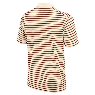 Men's Nike Cream Texas Longhorns Solid Foundation Striped Performance Polo