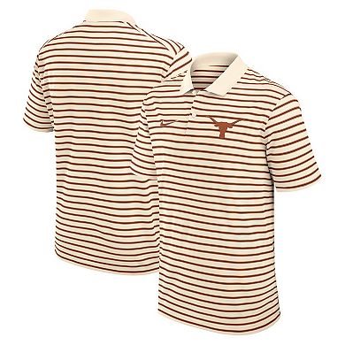 Men's Nike Cream Texas Longhorns Solid Foundation Striped Performance Polo
