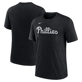 Men's Nike Dark Grey Philadelphia Phillies Lights Out Wordmark Tri-Blend T-Shirt