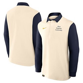 Men's Nike Tan/Navy West Virginia Mountaineers Rugby Long Sleeve Shirt