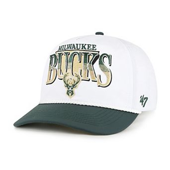 Men's '47 White/Hunter Green Milwaukee Bucks Tribute Two-Tone Hitch Adjustable Hat